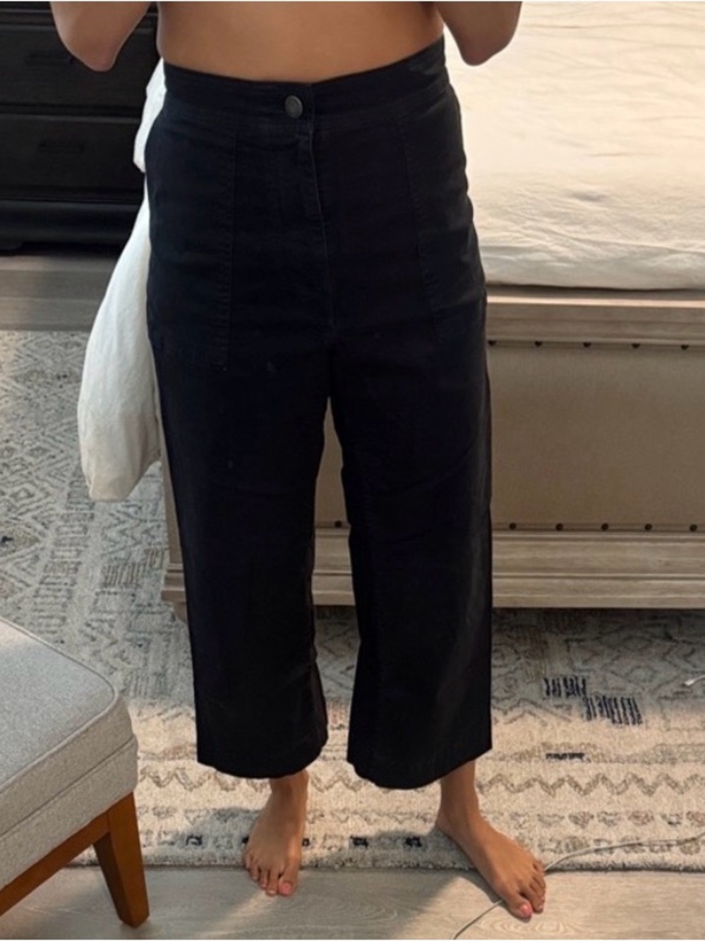Lou & Grey Black High waisted wide leg cropped pants
